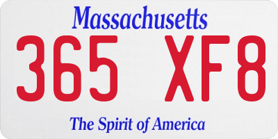MA license plate 365XF8