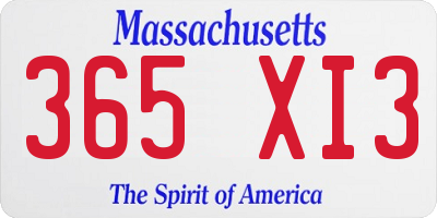 MA license plate 365XI3
