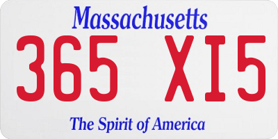 MA license plate 365XI5