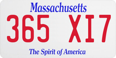MA license plate 365XI7