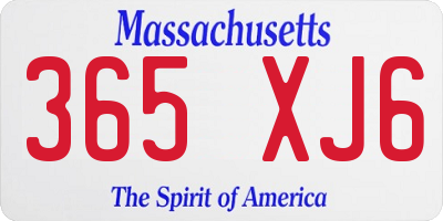 MA license plate 365XJ6