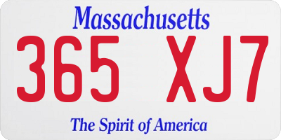 MA license plate 365XJ7