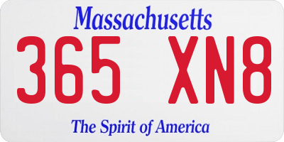 MA license plate 365XN8