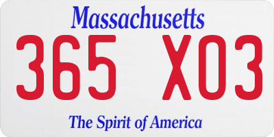 MA license plate 365XO3
