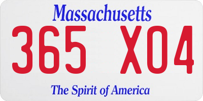 MA license plate 365XO4