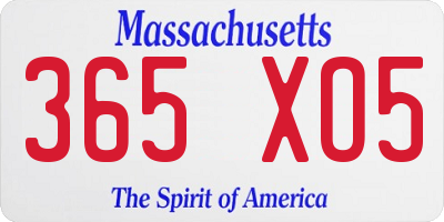 MA license plate 365XO5
