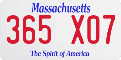 MA license plate 365XO7
