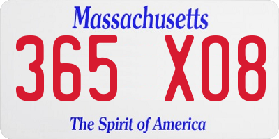 MA license plate 365XO8