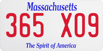MA license plate 365XO9