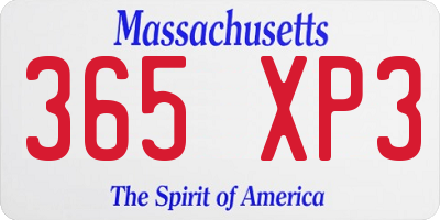 MA license plate 365XP3