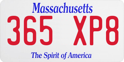 MA license plate 365XP8