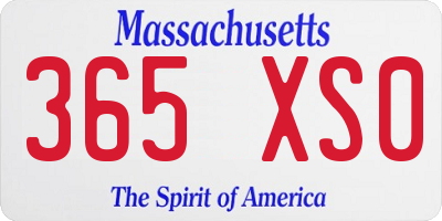 MA license plate 365XS0
