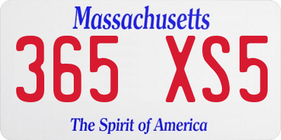 MA license plate 365XS5
