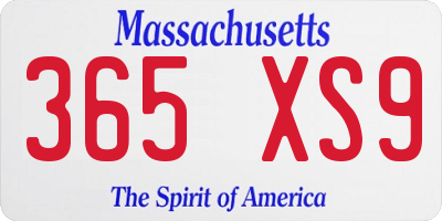 MA license plate 365XS9