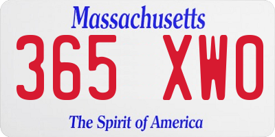 MA license plate 365XW0