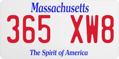 MA license plate 365XW8