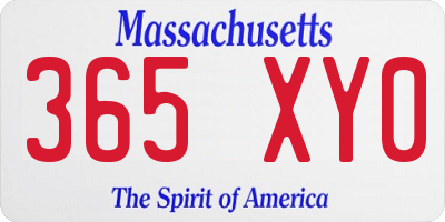 MA license plate 365XY0