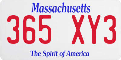 MA license plate 365XY3