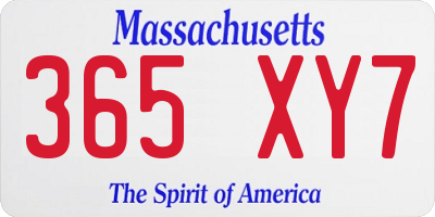 MA license plate 365XY7