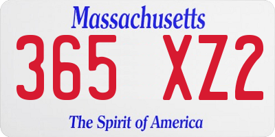 MA license plate 365XZ2