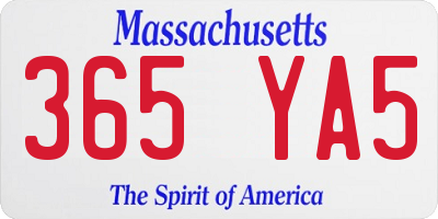 MA license plate 365YA5