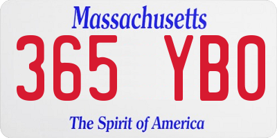 MA license plate 365YB0