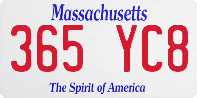 MA license plate 365YC8