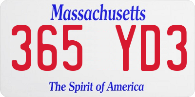 MA license plate 365YD3