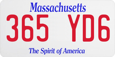 MA license plate 365YD6