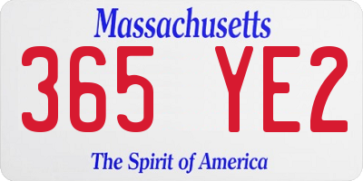 MA license plate 365YE2