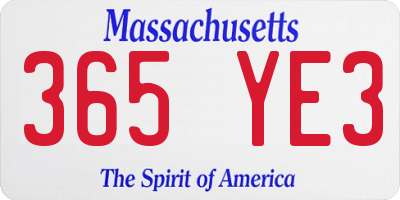 MA license plate 365YE3