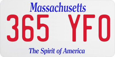 MA license plate 365YF0