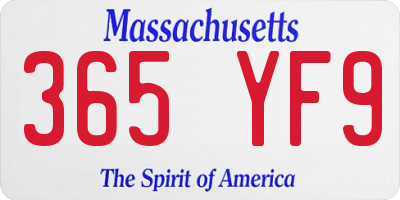 MA license plate 365YF9