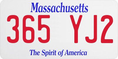 MA license plate 365YJ2