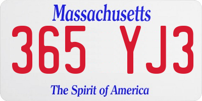 MA license plate 365YJ3