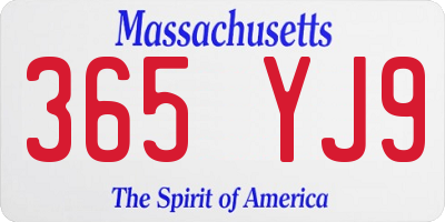 MA license plate 365YJ9