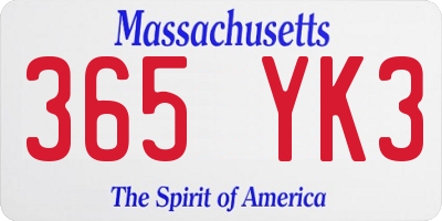 MA license plate 365YK3