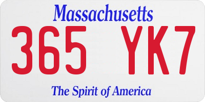 MA license plate 365YK7