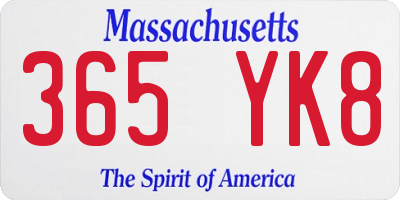 MA license plate 365YK8