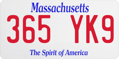 MA license plate 365YK9