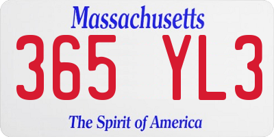 MA license plate 365YL3