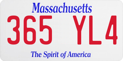 MA license plate 365YL4