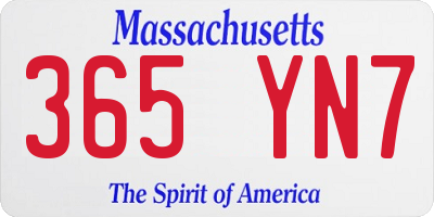 MA license plate 365YN7
