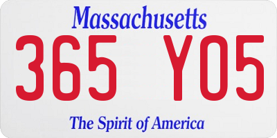 MA license plate 365YO5