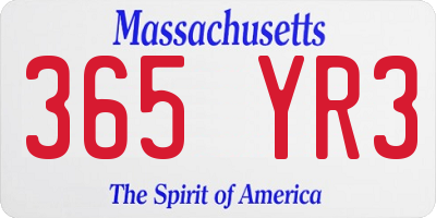 MA license plate 365YR3