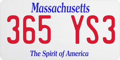 MA license plate 365YS3