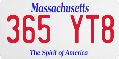 MA license plate 365YT8
