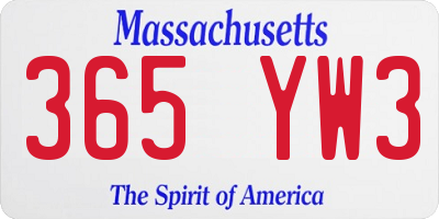 MA license plate 365YW3