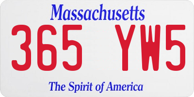 MA license plate 365YW5