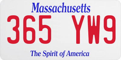 MA license plate 365YW9